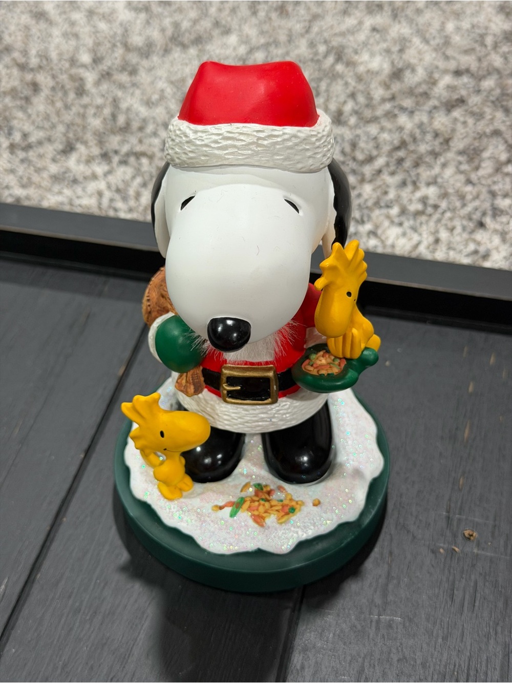 The Peanutcracker Hallmark Snoopy Santa Figurine in Red, Green & Yellow